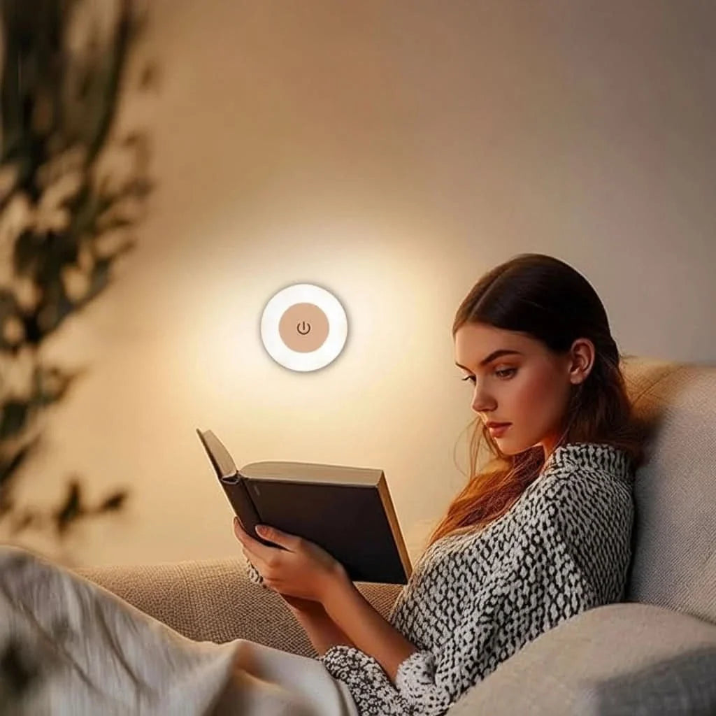 Lampada da parete LED rotonda ricaricabile con pulsante di accensione touch