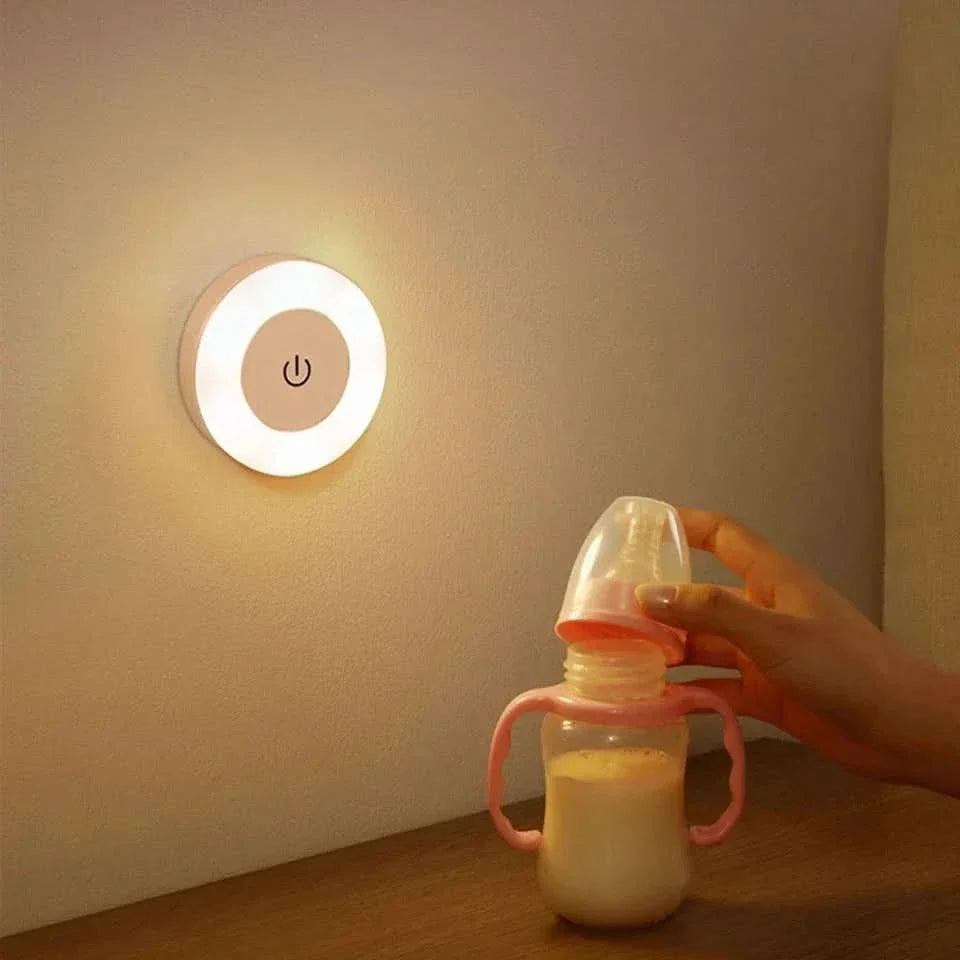 Lampada da parete LED rotonda ricaricabile con pulsante di accensione touch