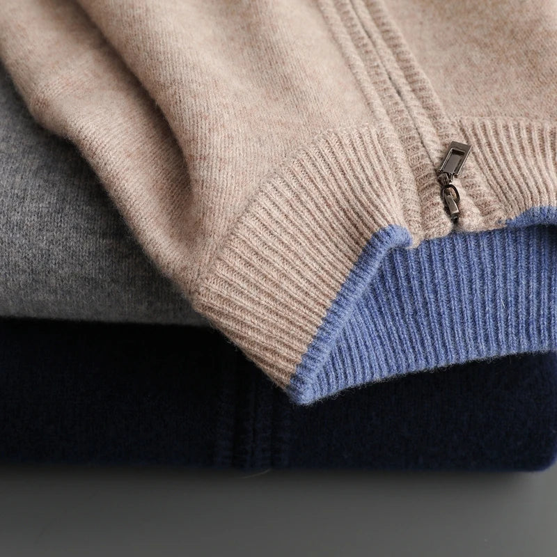 Cárdigan de punto minimalista con cremallera para hombre