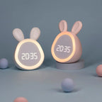Lampka nocna LED w kształcie królika z zegarem cyfrowym