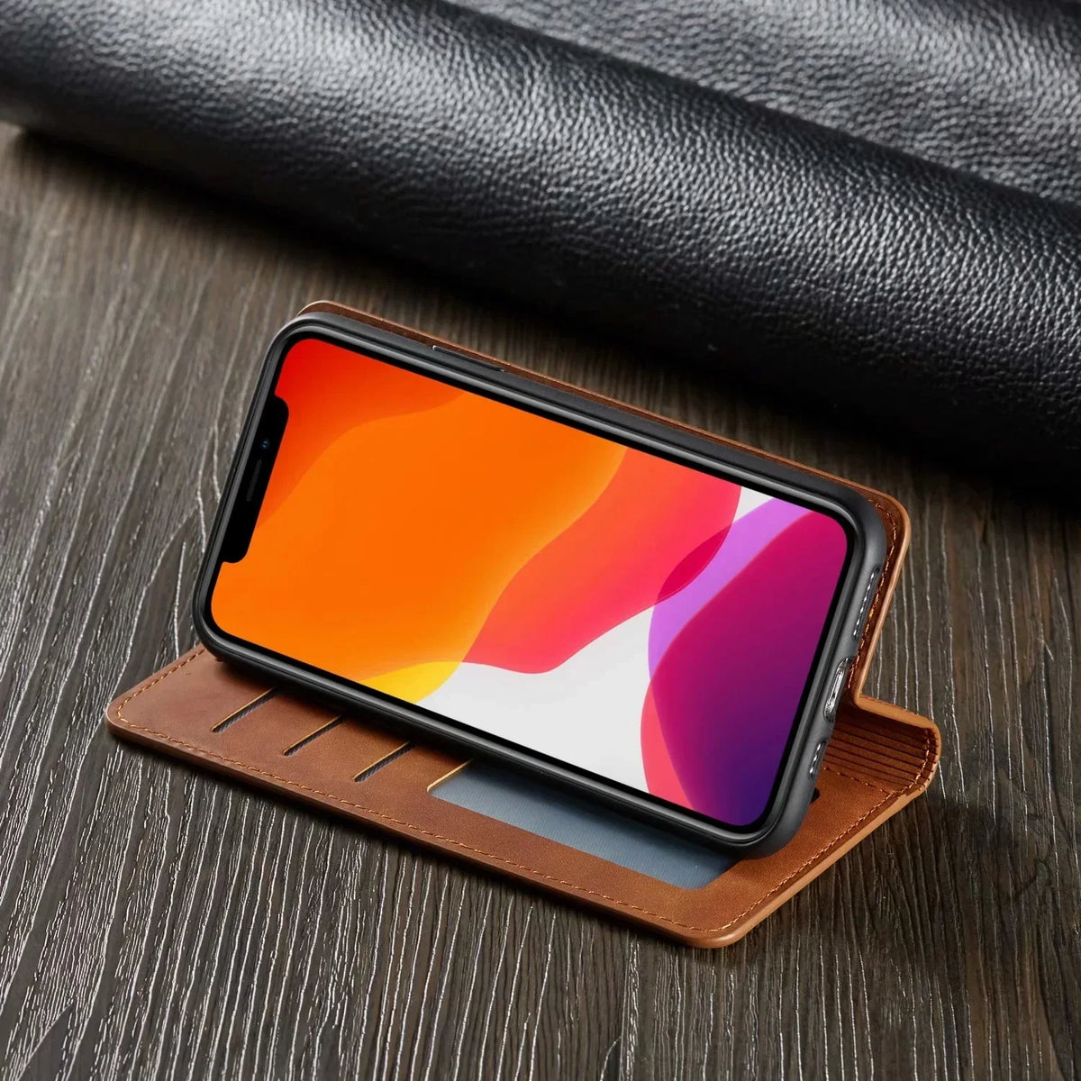iPhone Wallet Case with Magnetic Holder and Card Storage