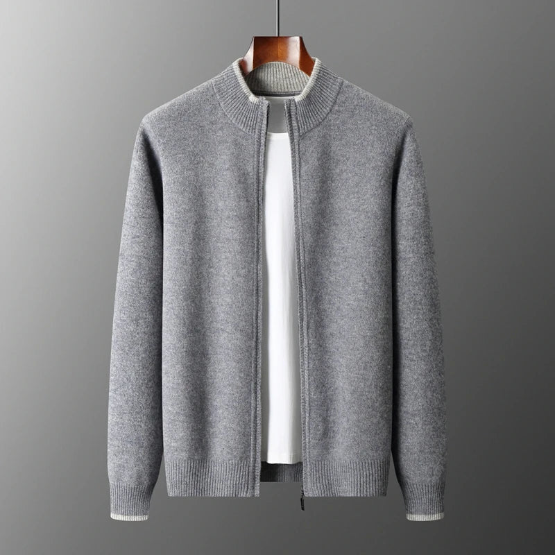Cárdigan de punto minimalista con cremallera para hombre
