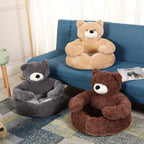Plush Bear-Shaped Pet Bed