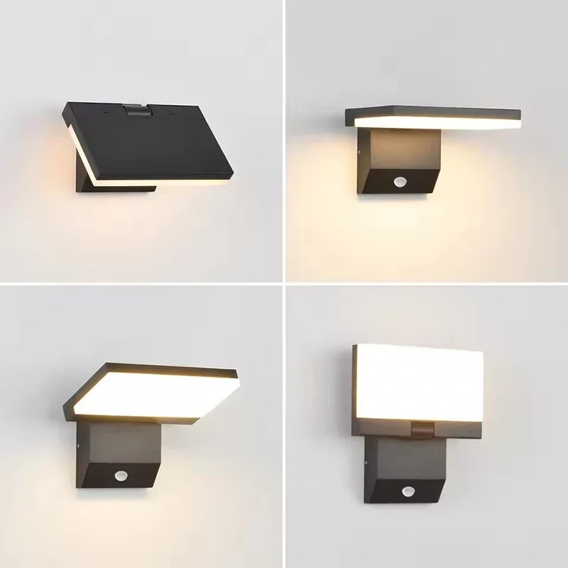 Lampada da parete LED regolabile per esterni con sensore di movimento opzionale