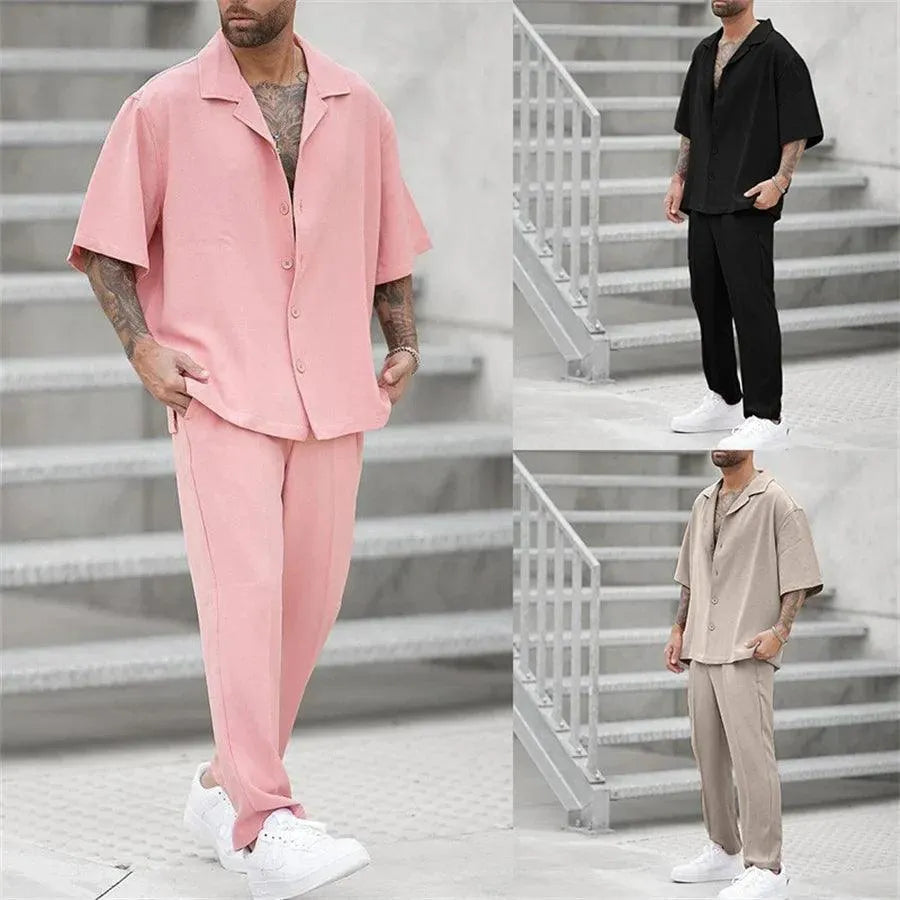 Herre sommer co-ord sæt med afslappet pasform, letvægts moderne casual stil