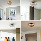 Halvplan loftlampe i glas med kronbladsdesign
