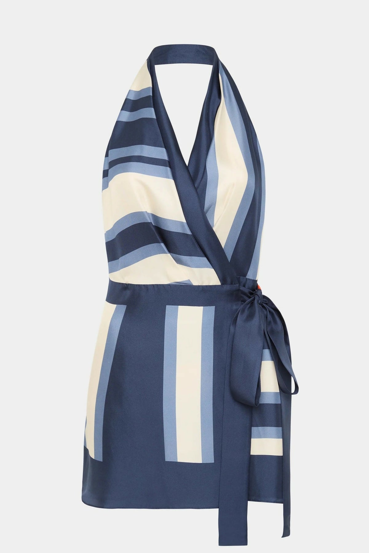 Damska sukienka mini na szyję w paski na eleganckie letnie wieczory
