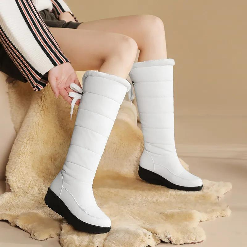 Botas acolchadas de invierno para mujer hasta la rodilla
