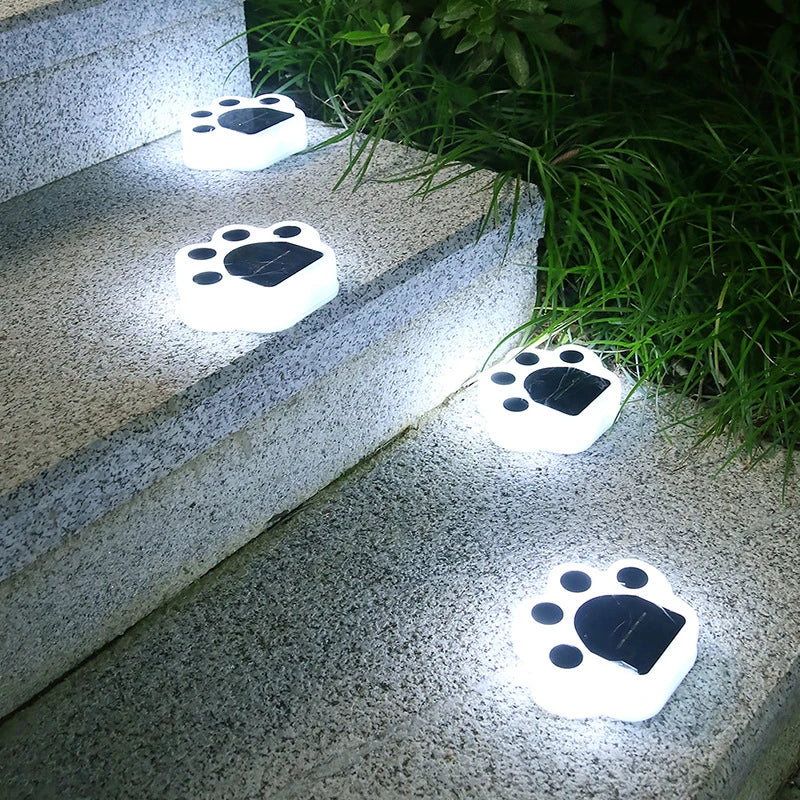 Guirlande lumineuse solaire à LED avec empreintes de pattes pour le jardin