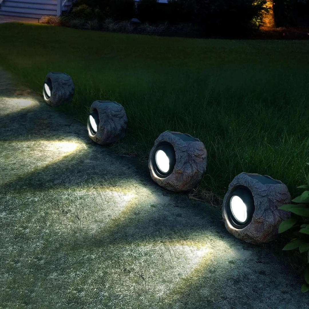 RockBright solcellelampe til havegange med stenlook