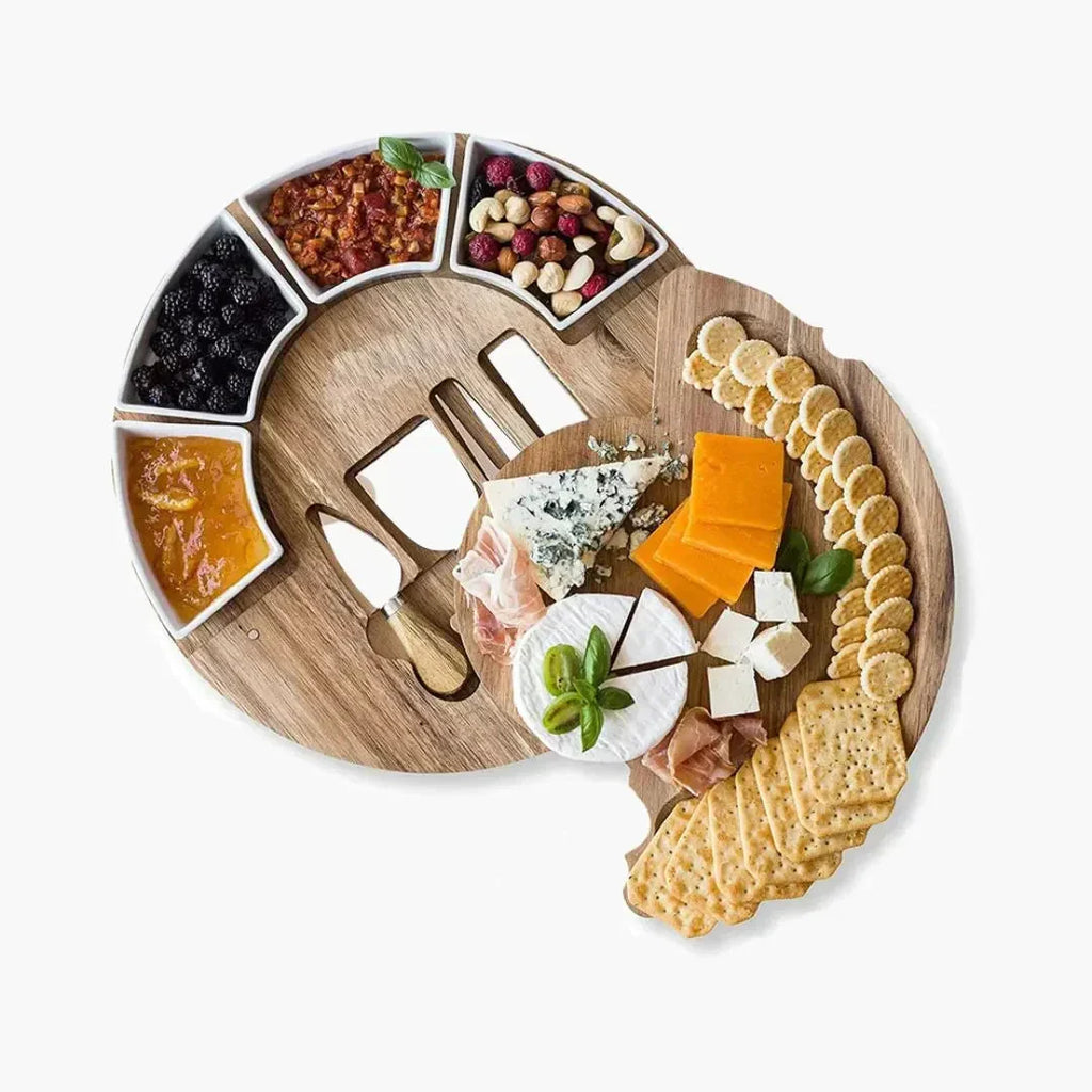 Ensemble de planches tournantes en bois pour fromage et charcuterie