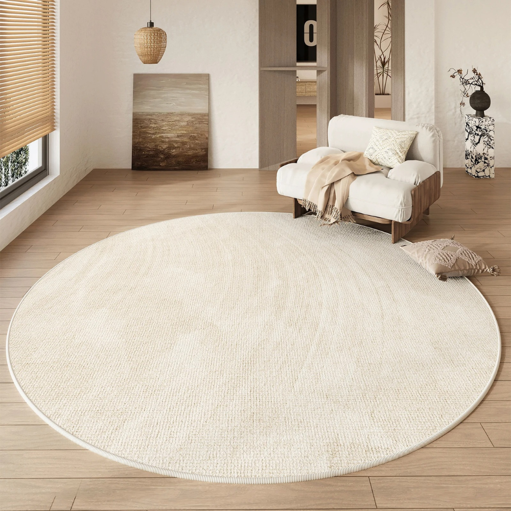 Round Textured Area Rug with Non-Slip Backing
