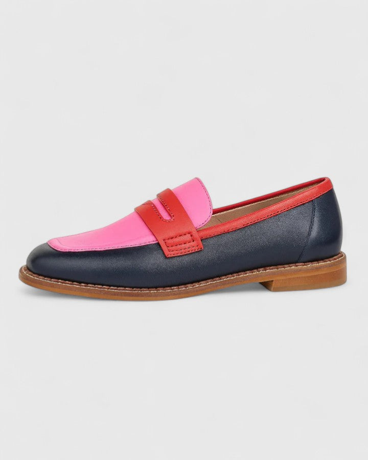 Mocasines penny de mujer con bloques de color