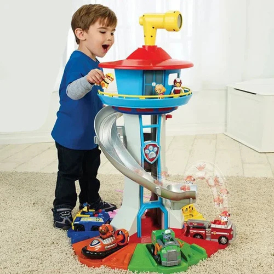 Children's Rescue Tower Playset with Vehicle Slide