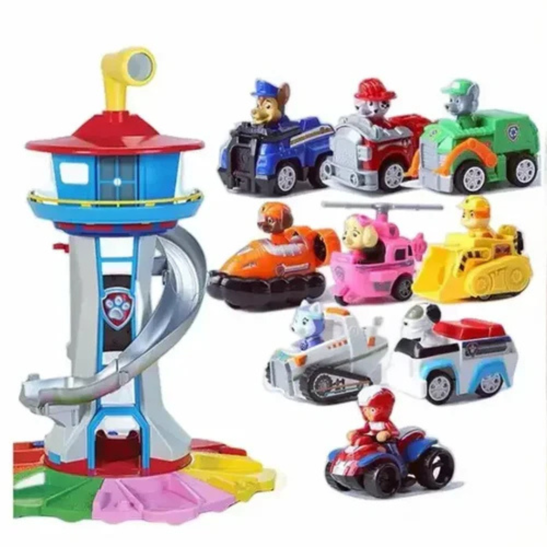 Children's Rescue Tower Playset with Vehicle Slide