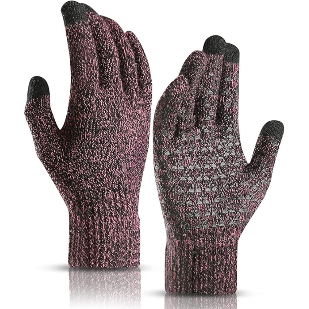 Strikkede vinterhandsker med fingerspidser til touchskærm