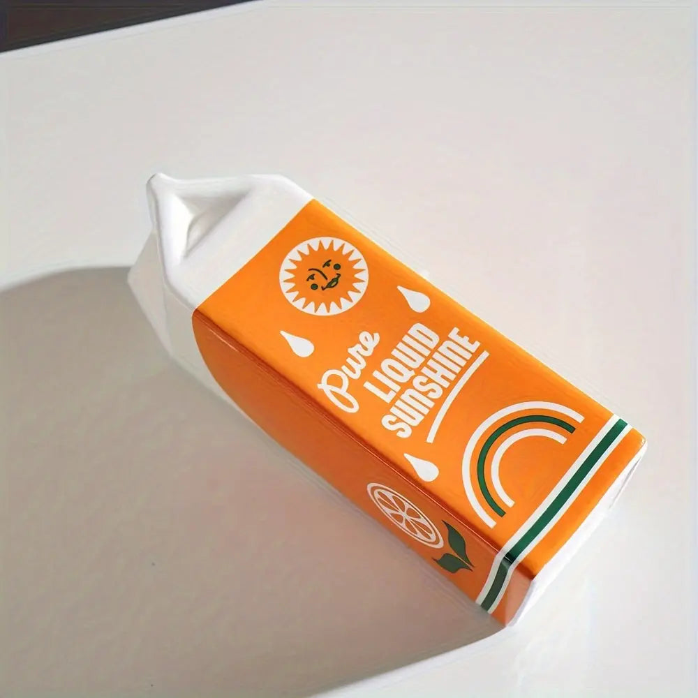 Geometric Orange Juice Carton Decorative Flower Vase