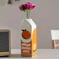 Geometric Orange Juice Carton Decorative Flower Vase