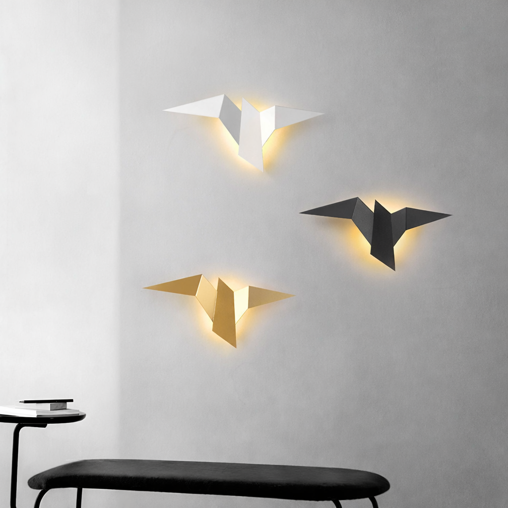 Origami-fugl LED-væglampe
