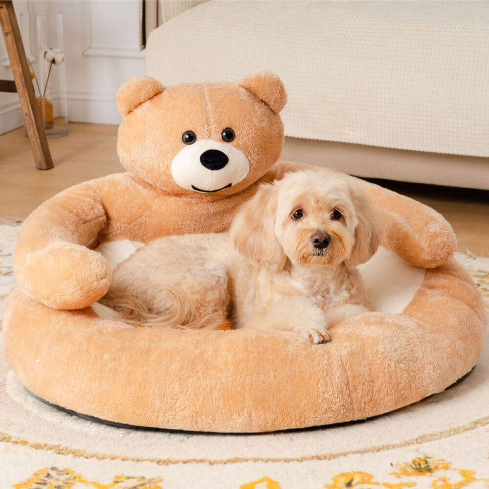 Cama de peluche para mascotas con forma de oso
