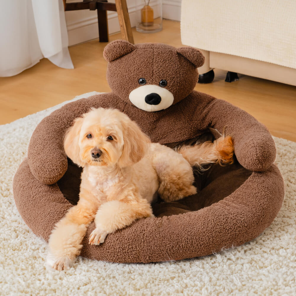 Cama de peluche para mascotas con forma de oso