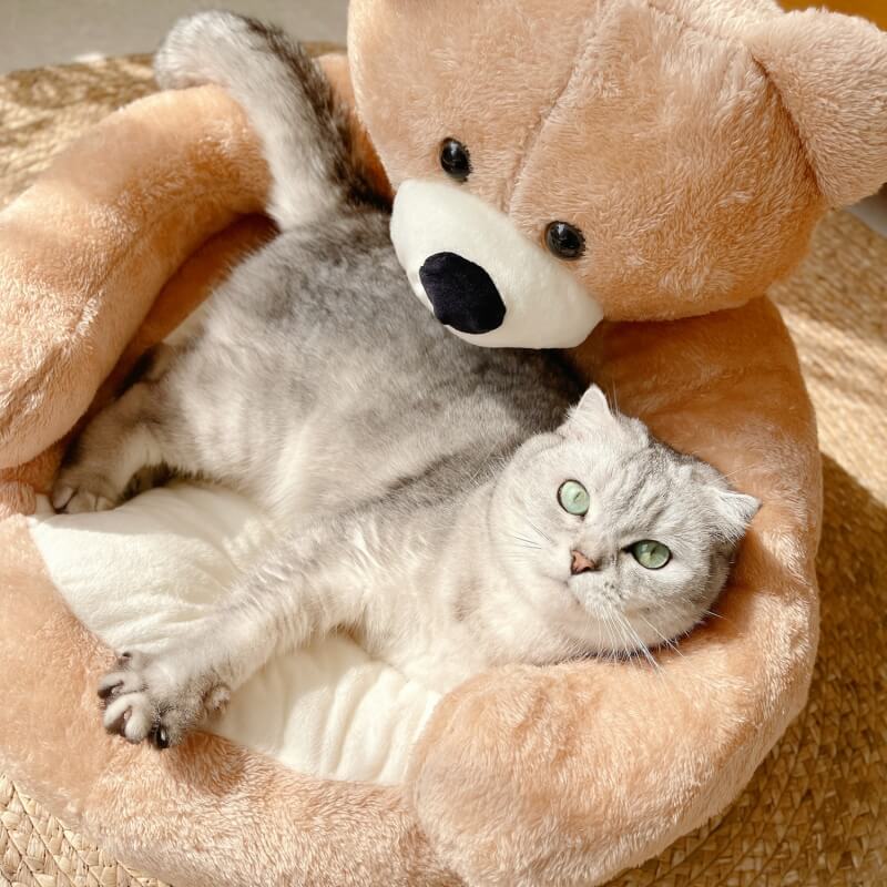 Cama de peluche para mascotas con forma de oso