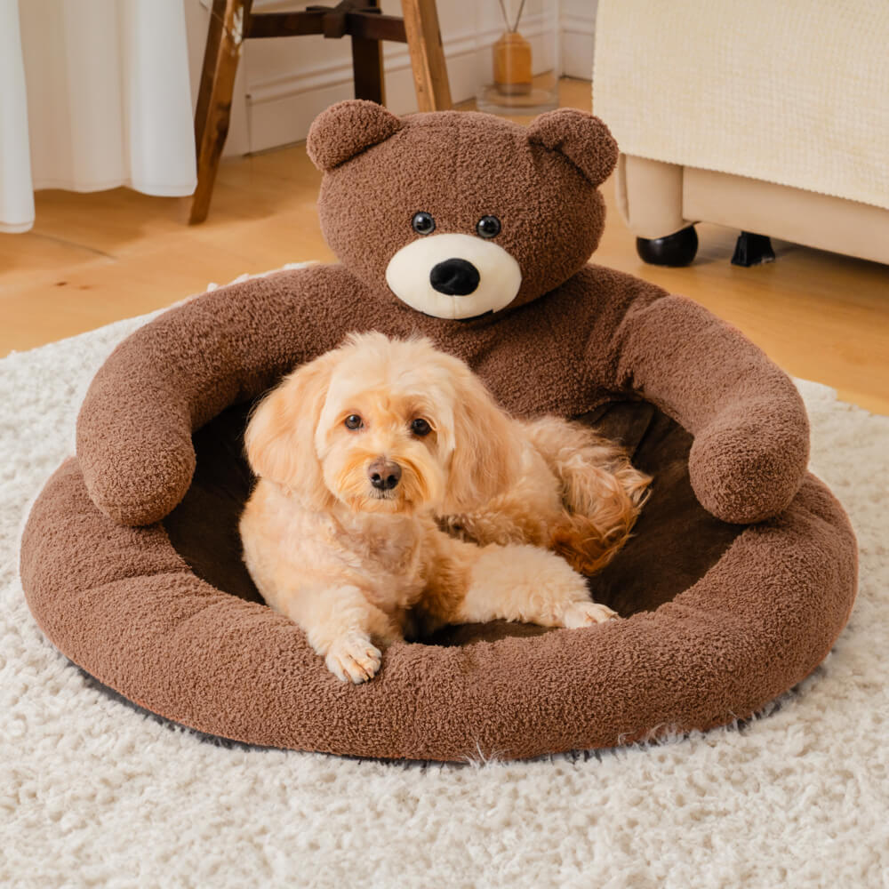 Cama de peluche para mascotas con forma de oso