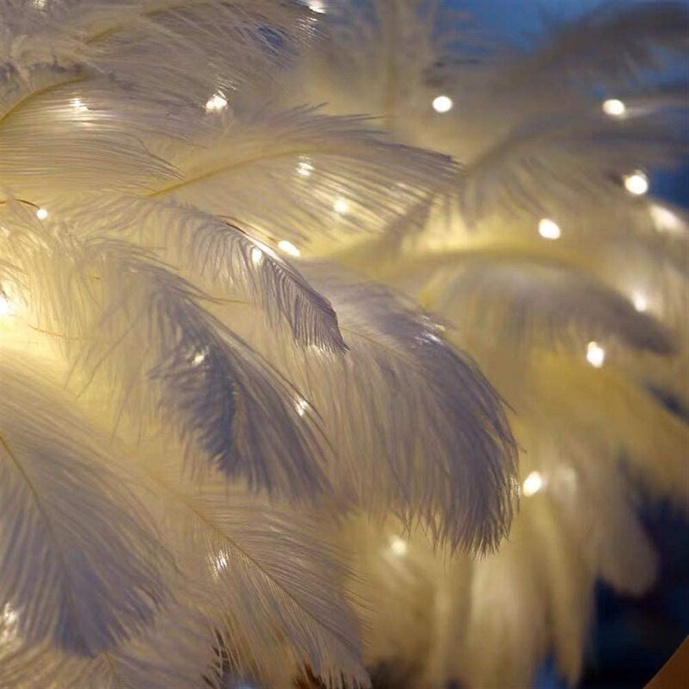 Lampada da tavolo LED con piume di struzzo