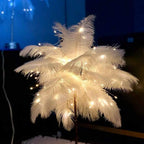Lampada da tavolo LED con piume di struzzo
