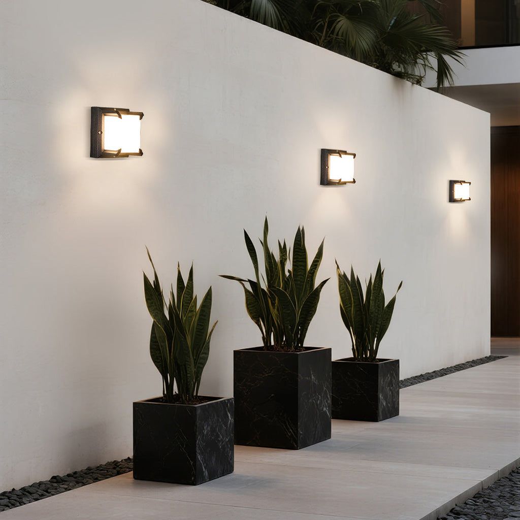 Lampada da parete quadrata nera a LED per esterni IP65