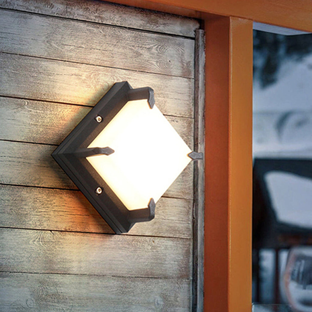 Lampada da parete quadrata nera a LED per esterni IP65