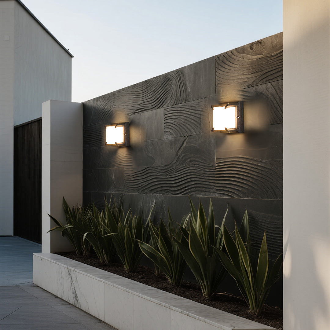 Lampada da parete quadrata nera a LED per esterni IP65