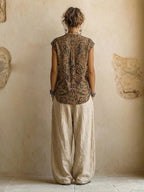 Women's Bohemian Layered Cardigan with Wide Leg Trousers Set