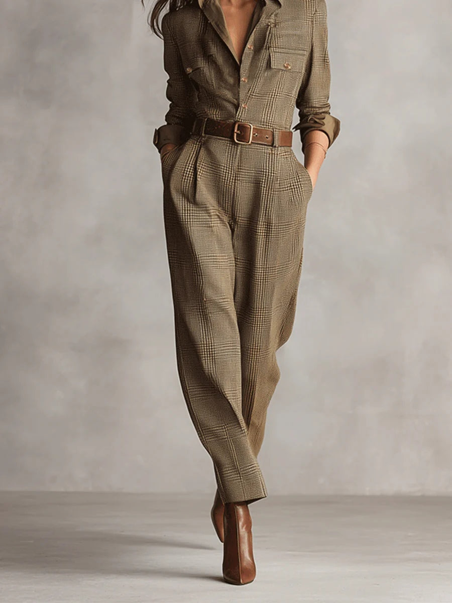 Women's Elegant Belted Utility Jumpsuit