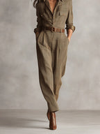 Women's Elegant Belted Utility Jumpsuit