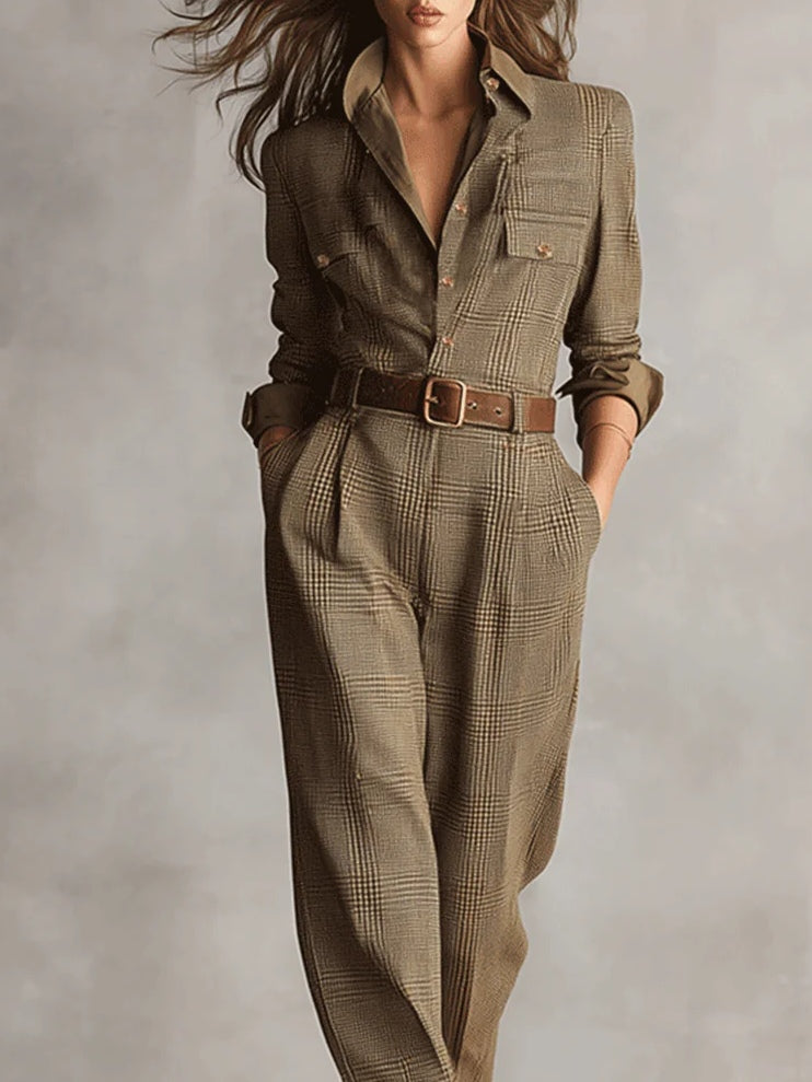 Women's Elegant Belted Utility Jumpsuit
