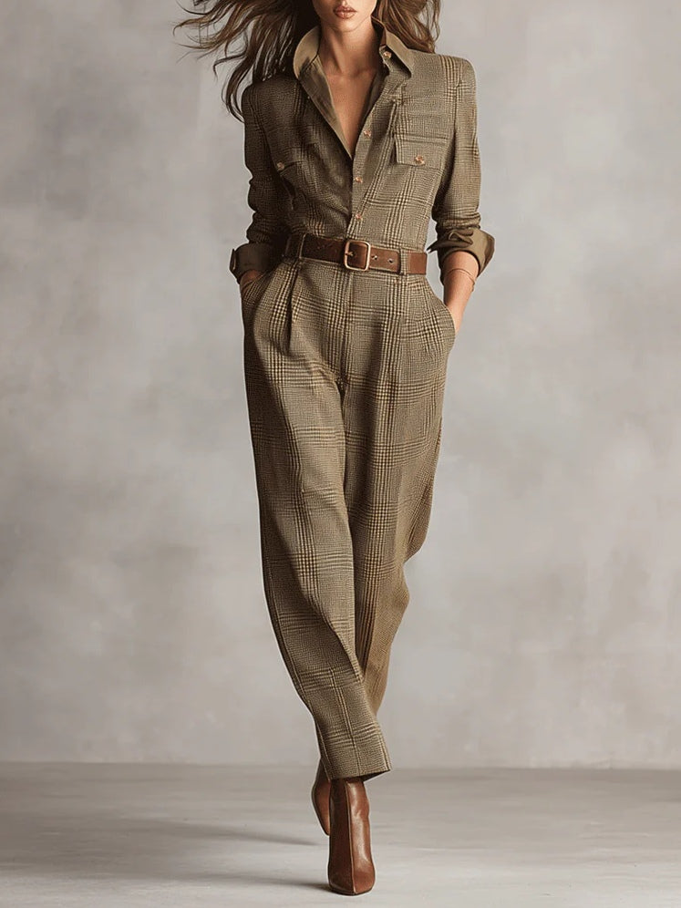 Women's Elegant Belted Utility Jumpsuit