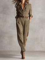 Women's Elegant Belted Utility Jumpsuit