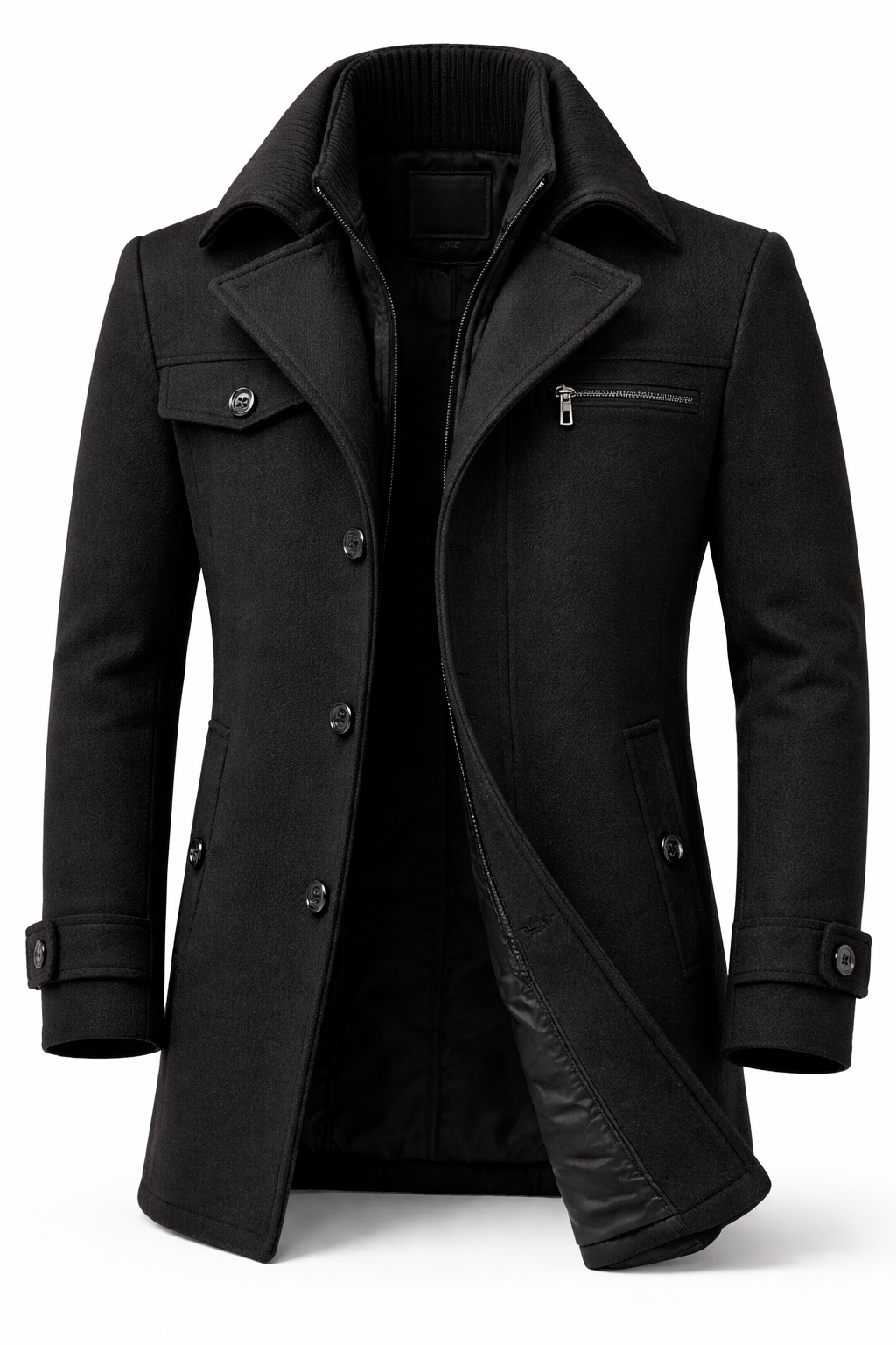 Men’s Layered Collar Button Front Coat