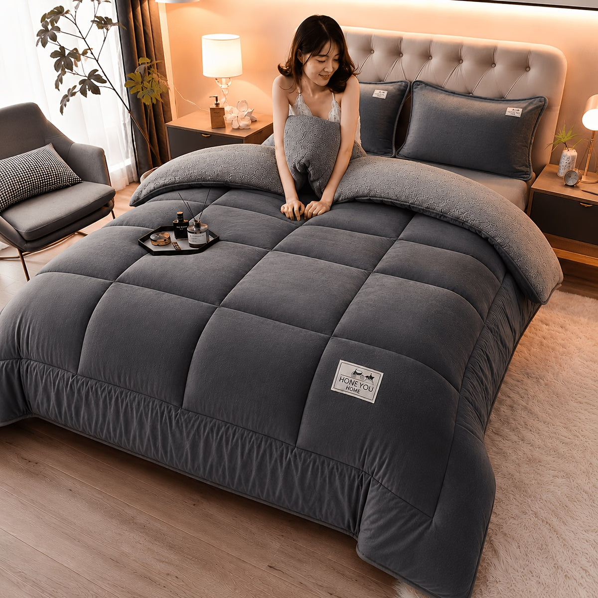 Plush Quilted Bedspread Set