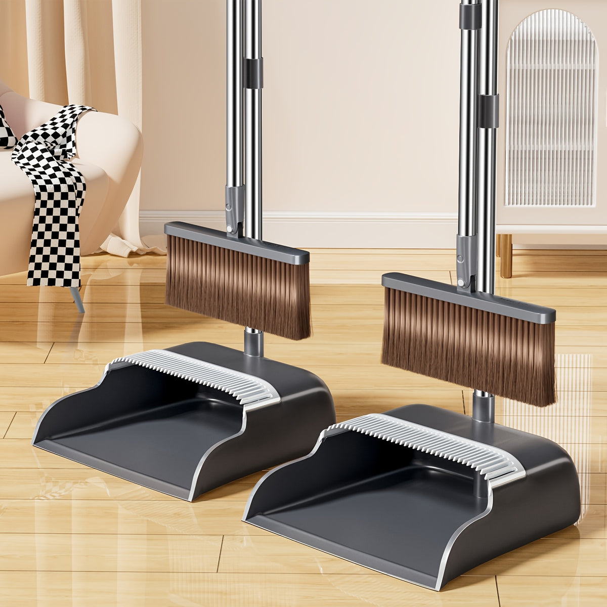 Long-Handled Broom and Dustpan Set