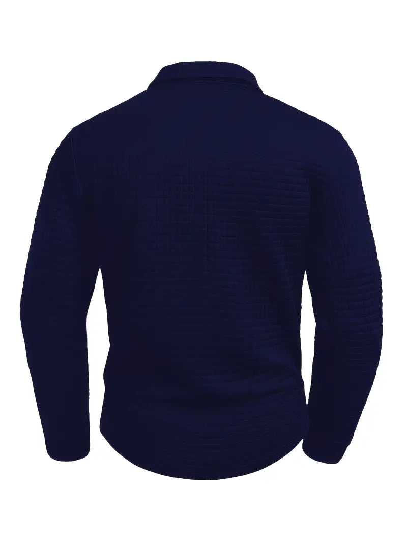 Camiseta polo de hombre con botones hasta el cuarto, manga larga y textura