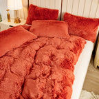 Plush Shaggy Duvet Cover Set with Matching Pillowcases for Cozy Bedding