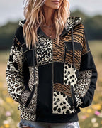 Women’s Animal Print Patchwork Hoodie