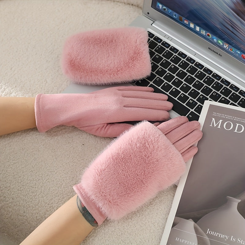 Plush Fingerless Winter Gloves