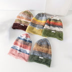 Striped Plush Slouch Beanie