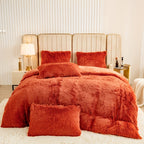 Plush Shaggy Duvet Cover Set with Matching Pillowcases for Cozy Bedding
