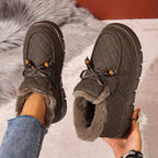 Damen-Steckschuhe mit Steppdesign und Kunstfellfutter