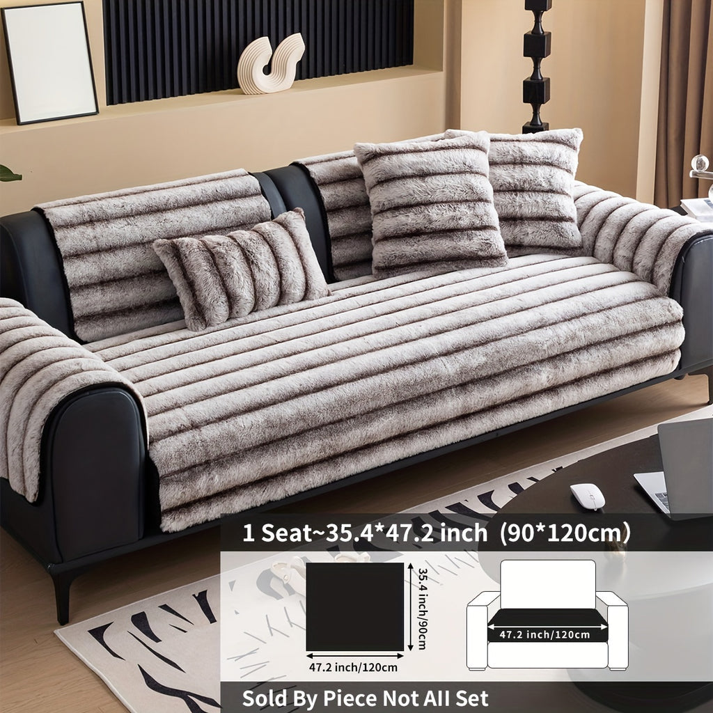 Plush Ribbed Sofa Cover