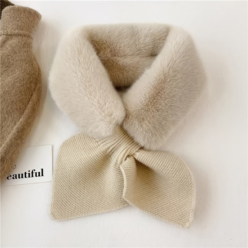 Sciarpa da collo da donna in pelliccia sintetica lavorata a maglia